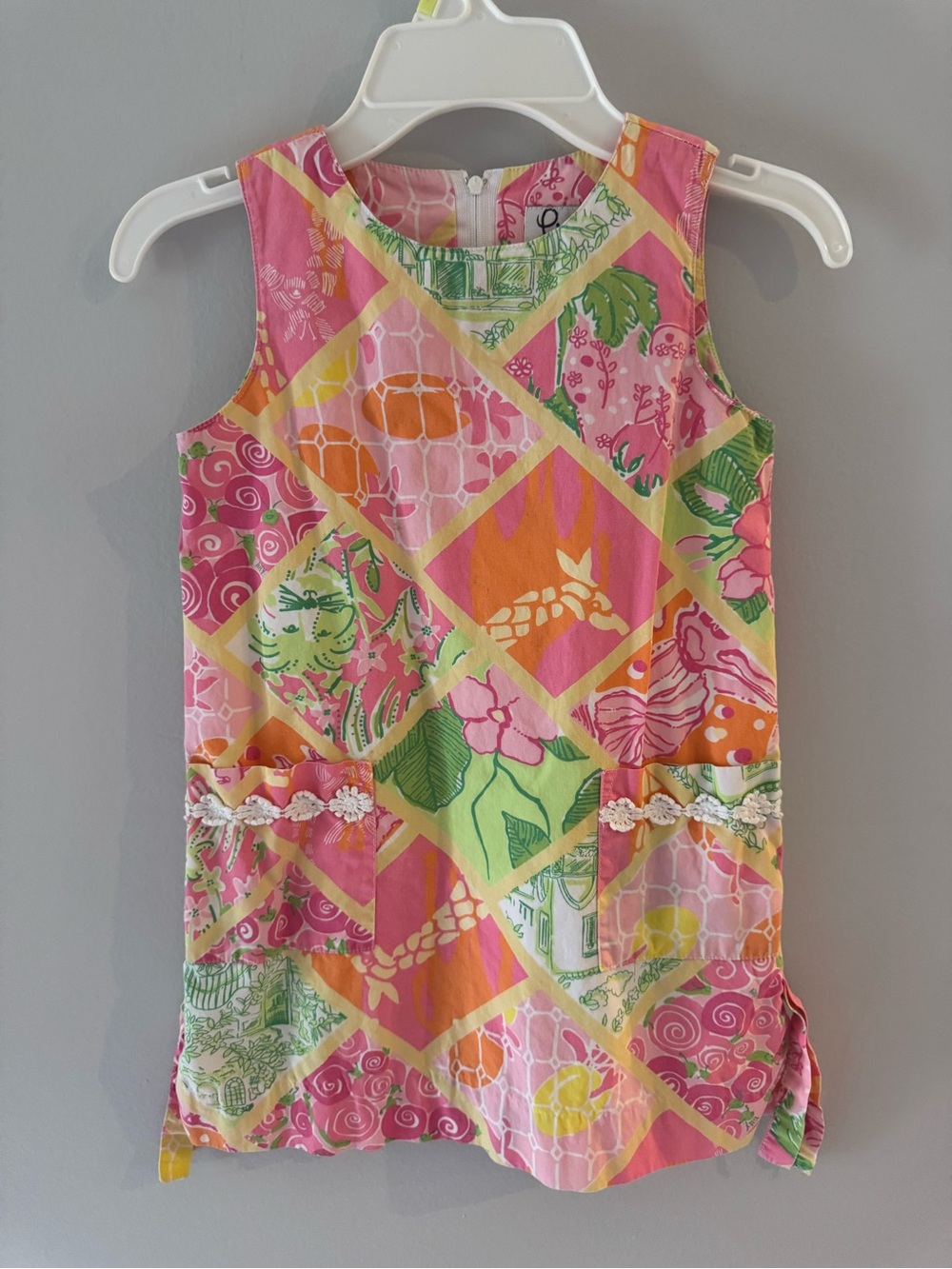 Lilly Pulitzer Girls Pink, Orange & Green Patchwork Sleeveless Tunic